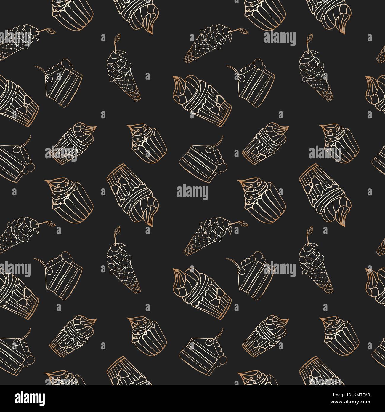 Seamless pattern with different sweet cakes Stock Vector Image & Art ...