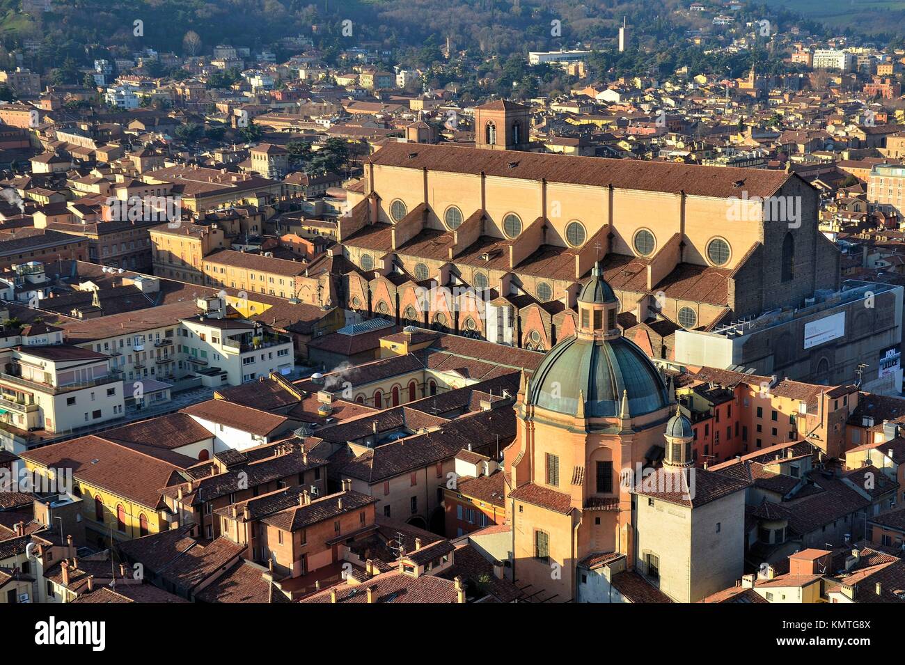 The historical town of Bologna (EmiliaRomagna, Italy) View from the Asinelli tower Stock Photo