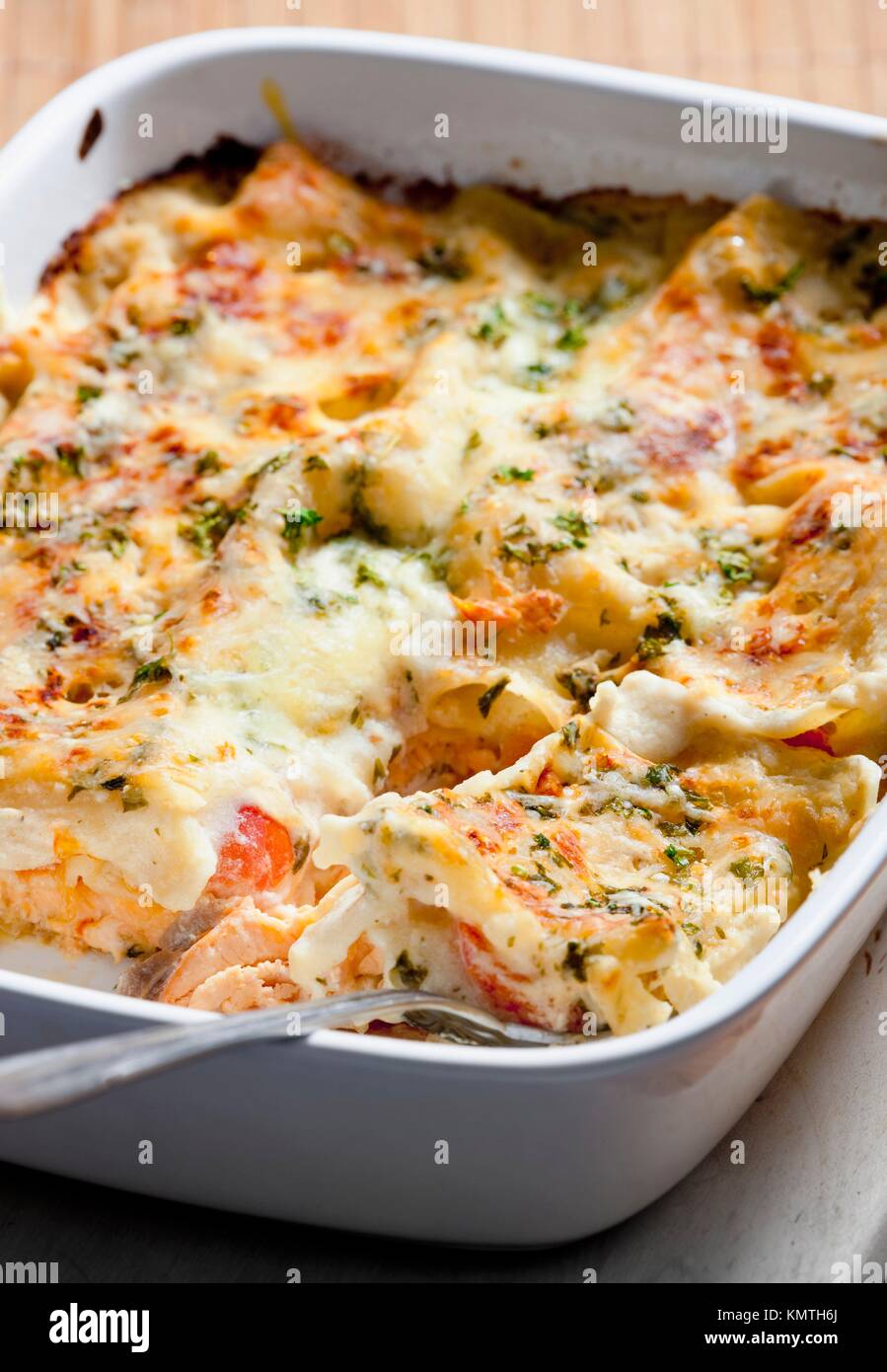 lasagne with salmon Stock Photo Alamy