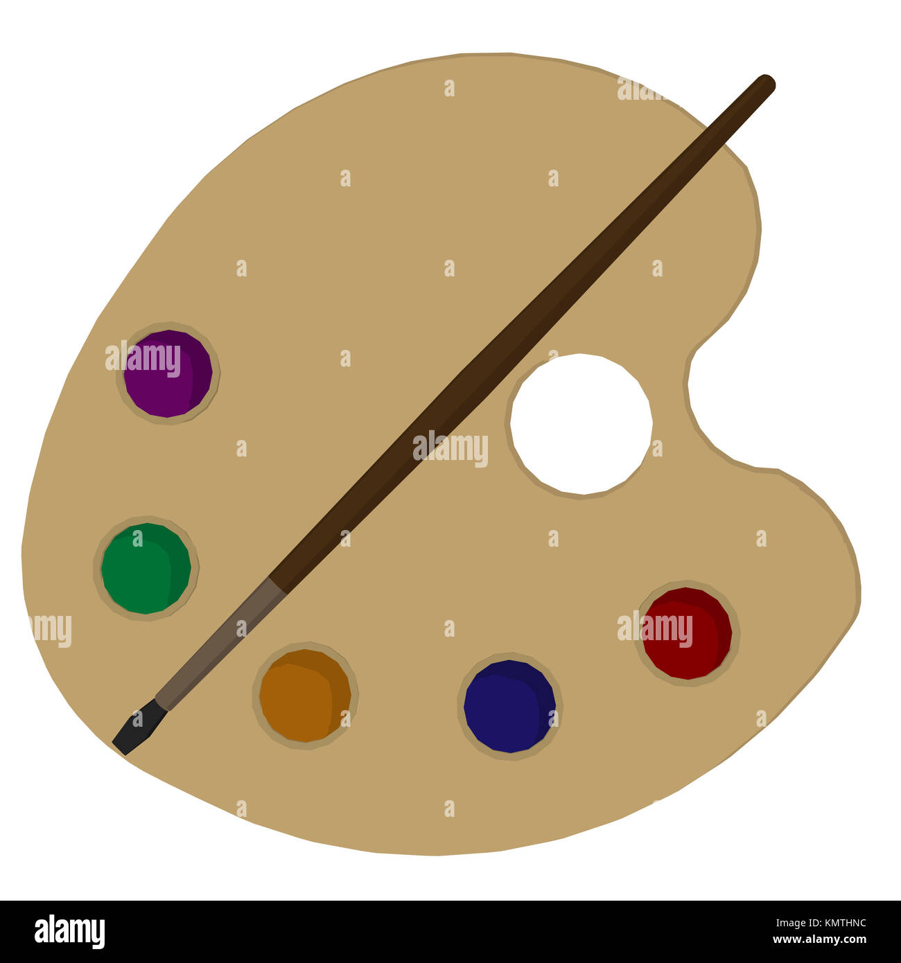 Art Palette with paint brush on a white background Stock Photo - Alamy