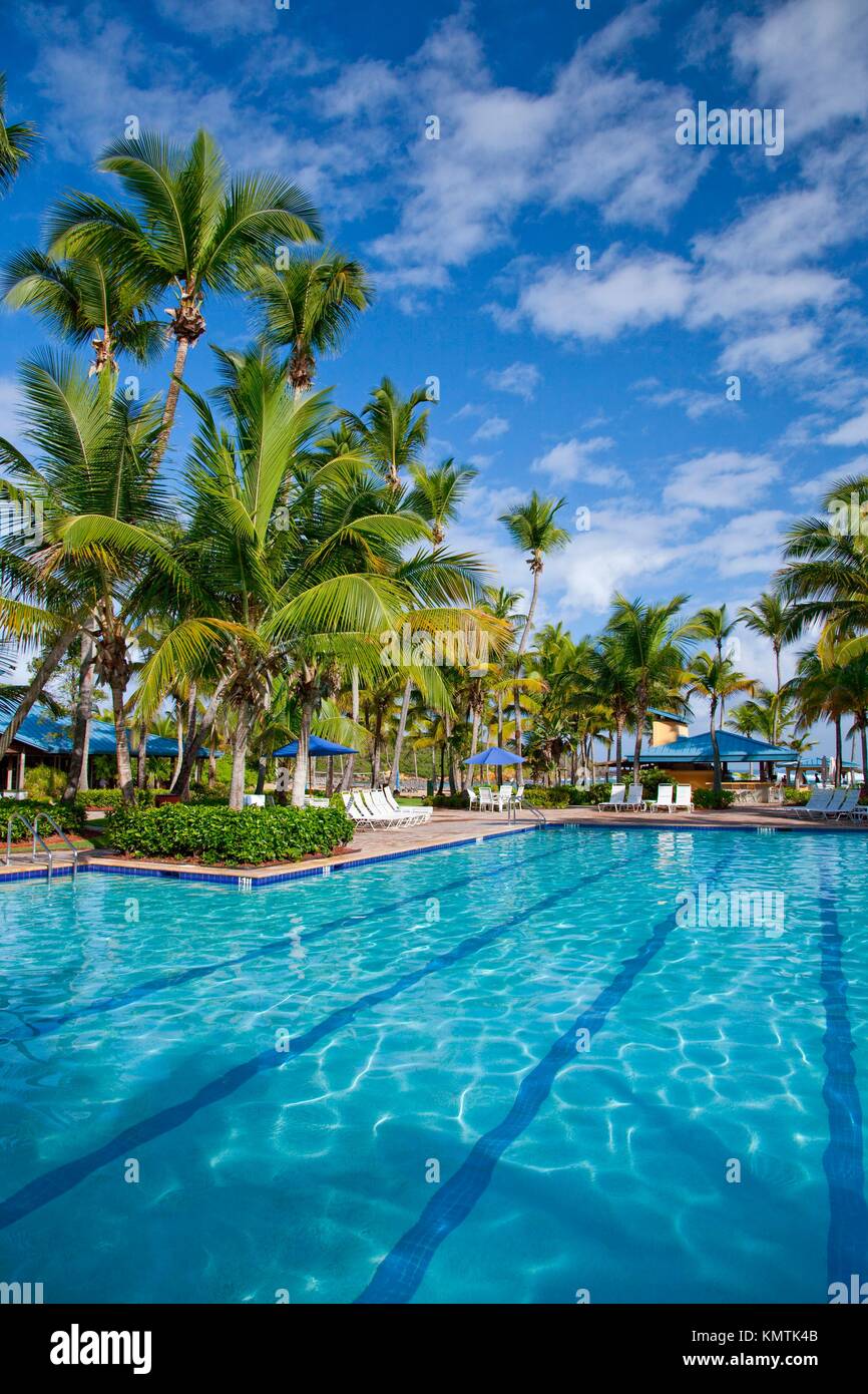 The swimming pool area of the Hyatt Dorado resort near San Juan, Puerto