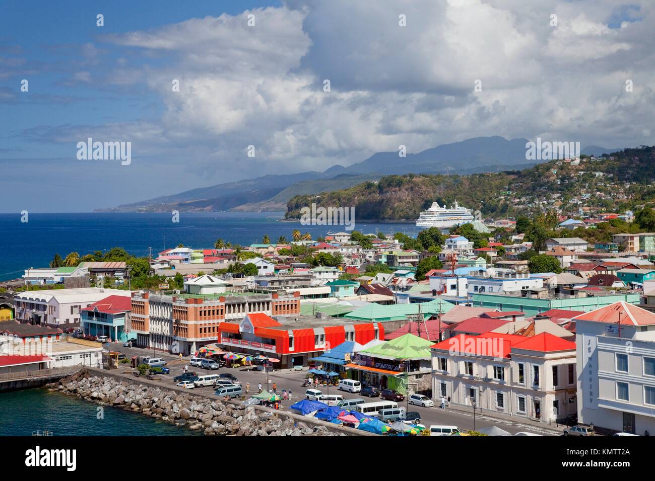 The Caribbean village and port of Roseau, Dominica, West Indies Stock