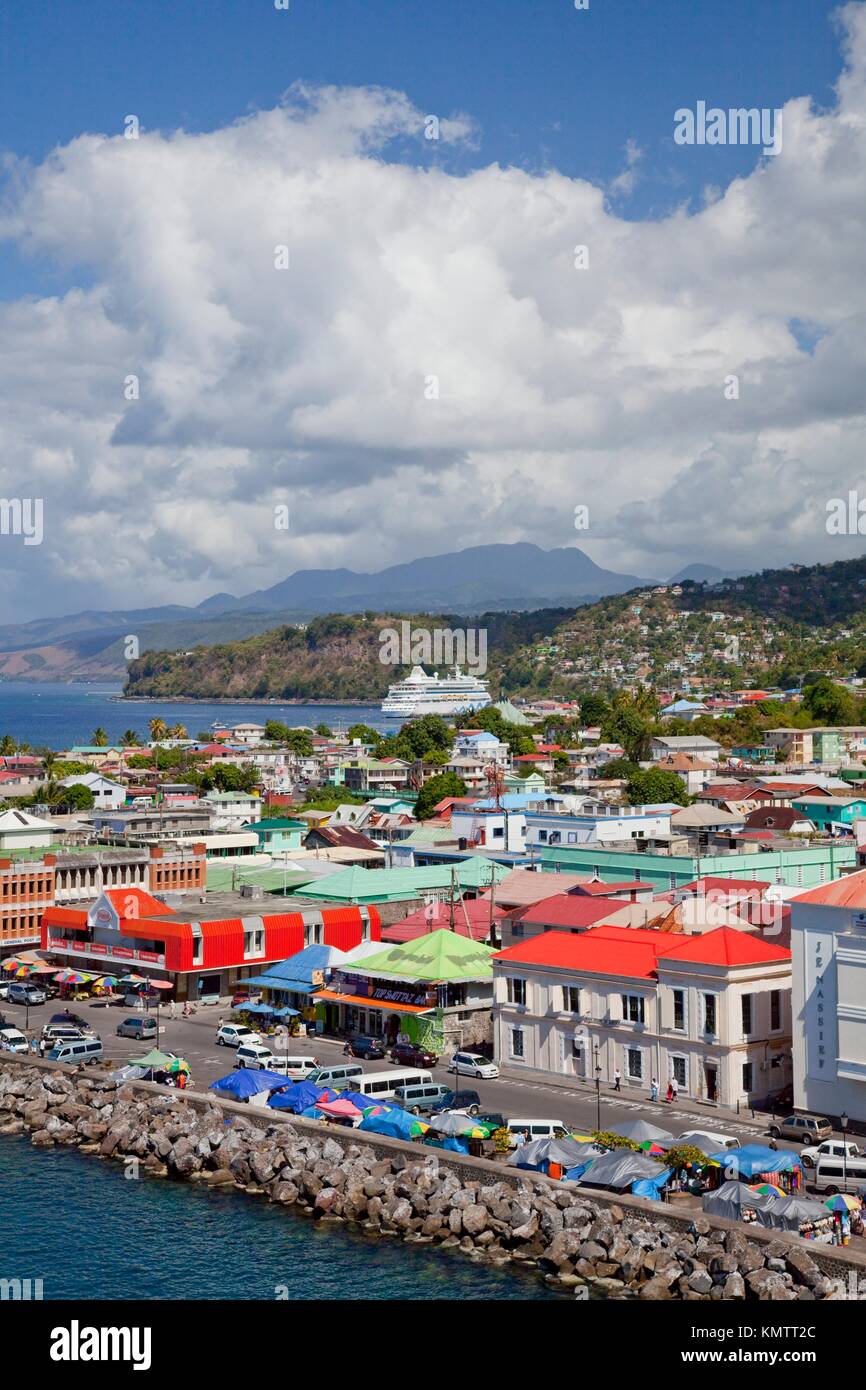 The Caribbean village and port of Roseau, Dominica, West Indies Stock