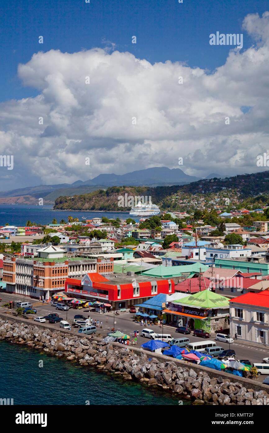 The Caribbean village and port of Roseau, Dominica, West Indies Stock