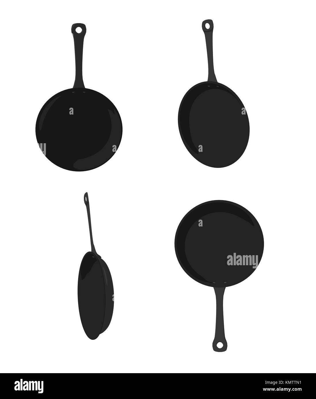 Four skillets on a white background Stock Photo Alamy