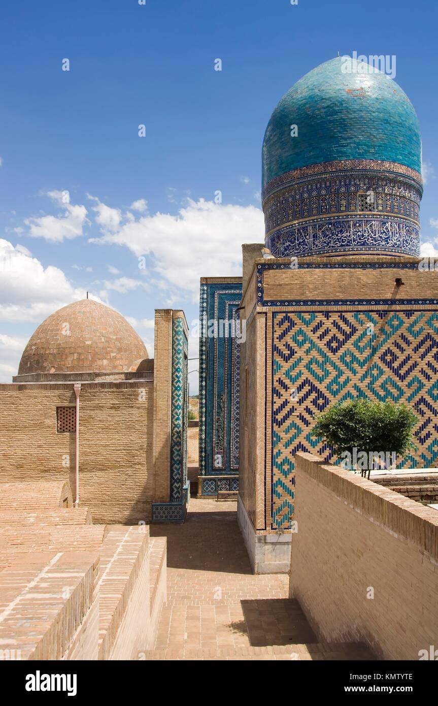 Tuman Aka Mausoleum, Shahr-I-Zindah Shahi Sinda necropolis, Samarkand, Uzbekistan, UNESCO World Heritage Site Stock Photo