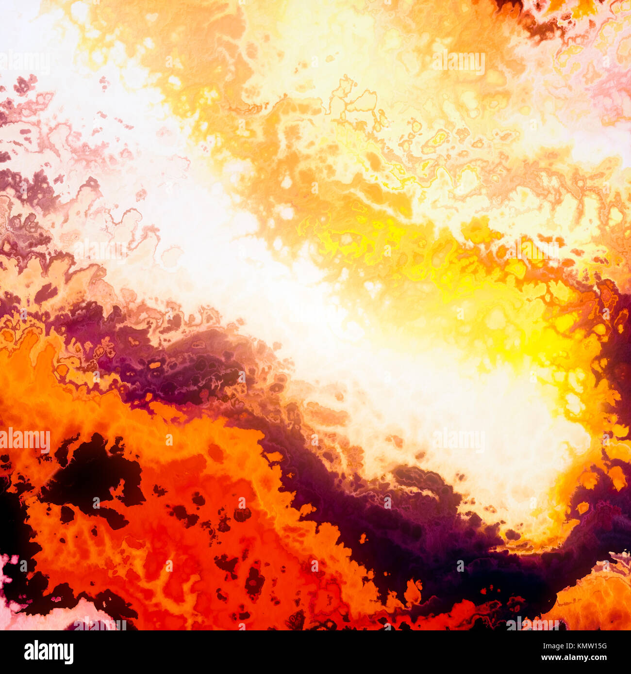 Burning clouds, red flames, abstract illustration Stock Photo