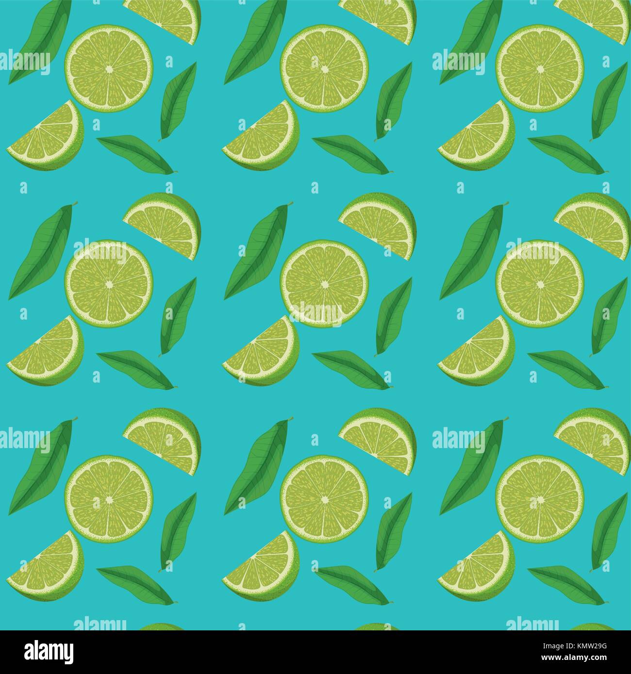 lemon slices and leaves pattern in blue background Stock Vector Image ...