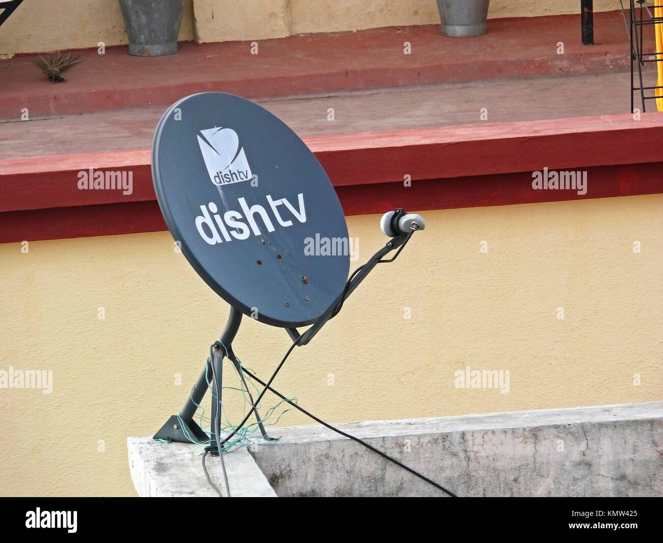 Signal Receiver of Dish antenna of a television set, India Stock Photo -  Alamy