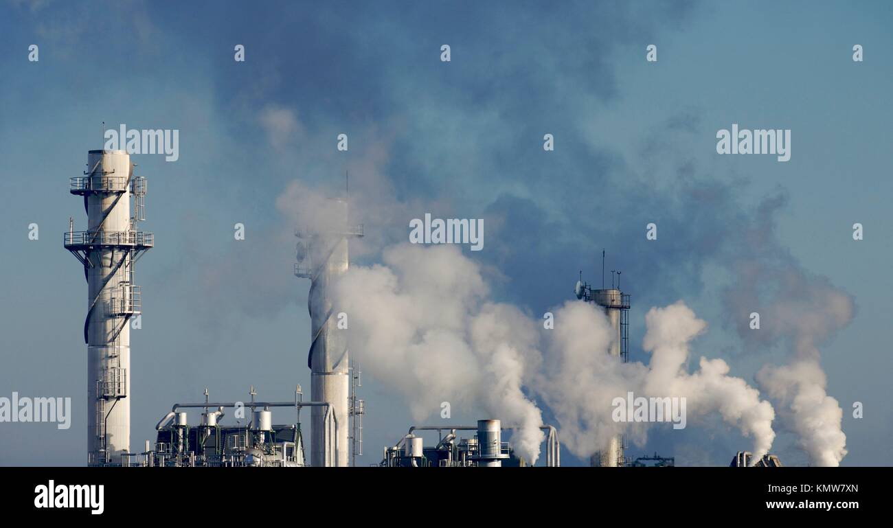 power plant emissions to the atmosphere Stock Photo