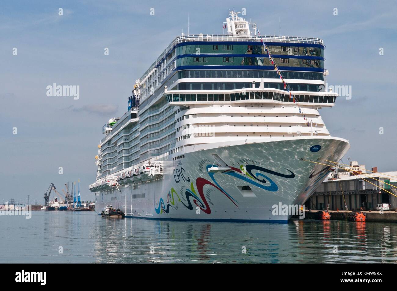 Cruise liner Norwegian Epic 153,000 tonnes in Southampton during her maiden cruise Stock Photo