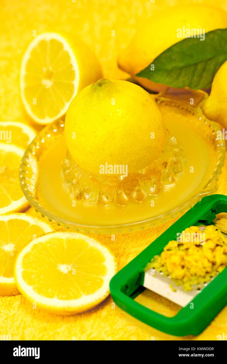 Lemon juice and peel Stock Photo Alamy