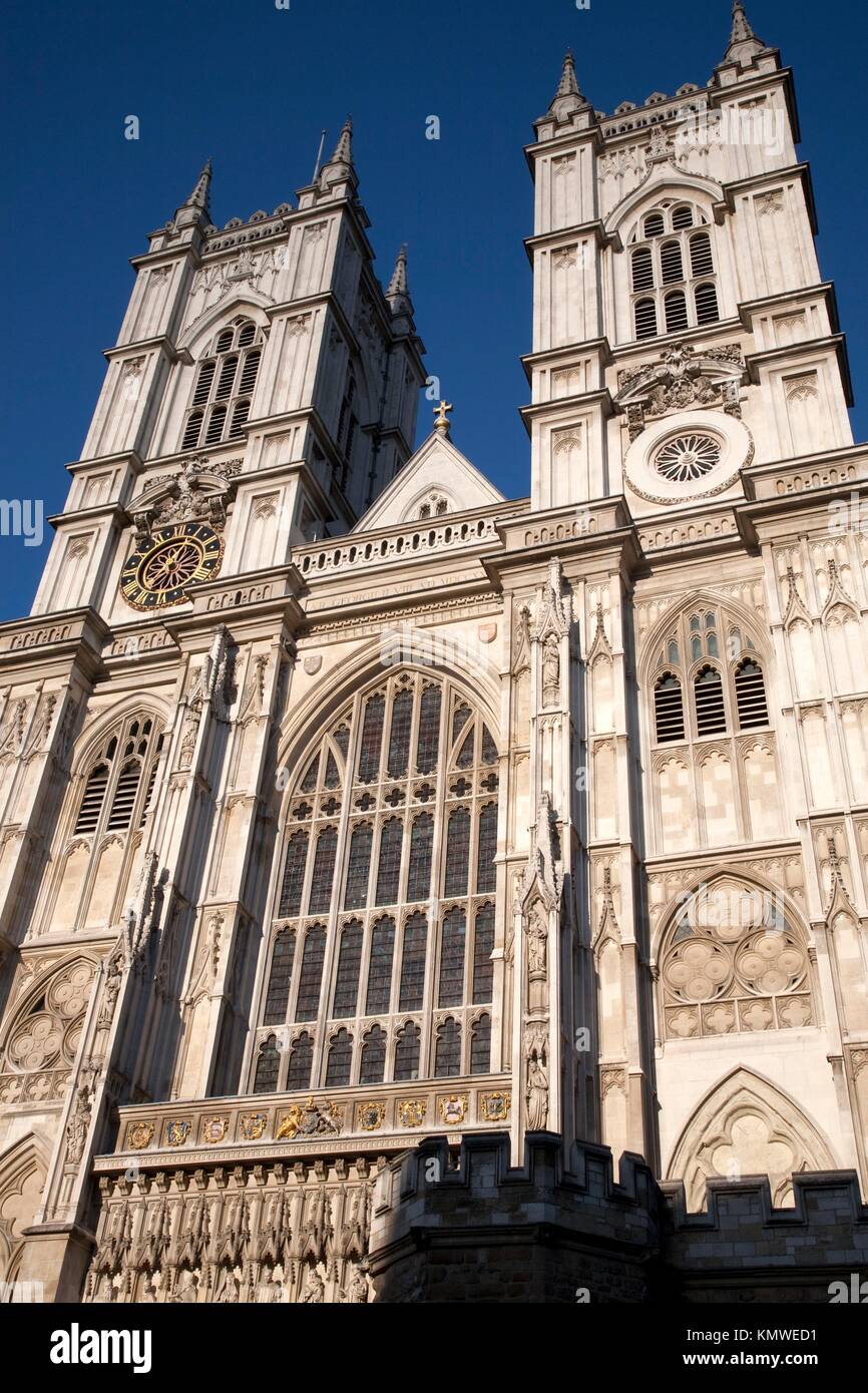 Main Facade of Westminster Abbey Church in London, England Stock Photo