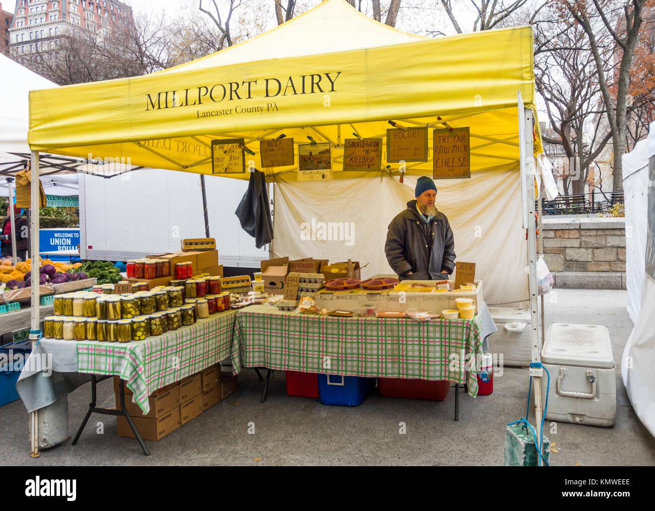 Millport Dairy stall from Lancaster County, PA set up in Union Square