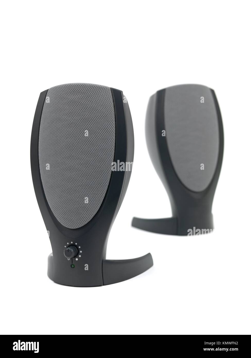 Computer speakers isolated against a white background Stock Photo Alamy