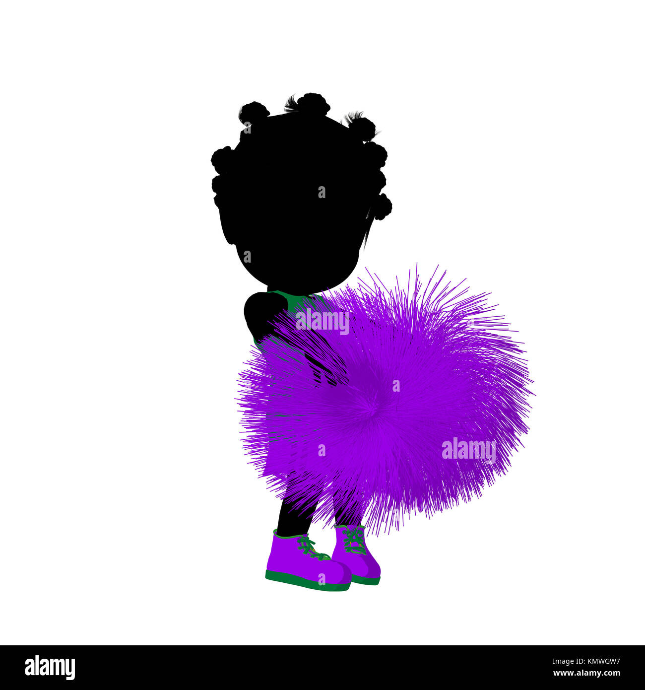 Little african american cheer girl on a white background Stock Photo