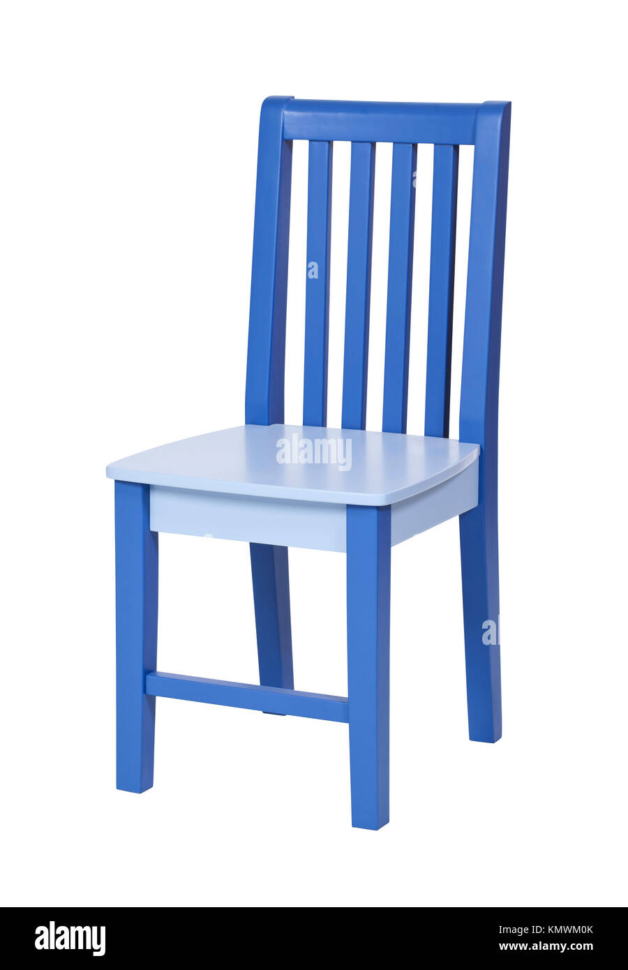 Blue wooden chair isolated over white, with clipping path Stock Photo