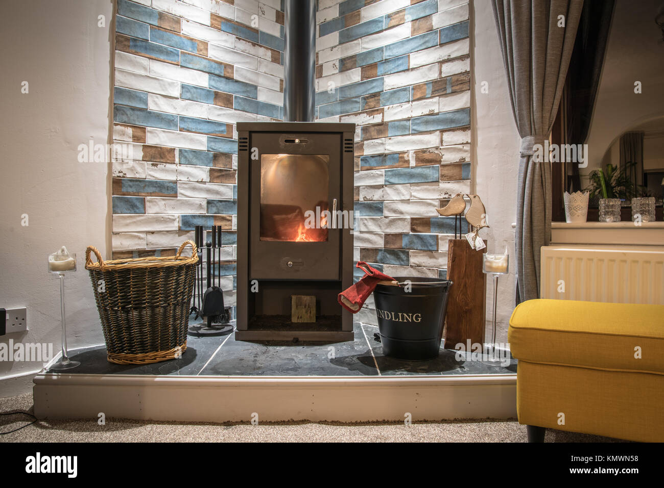 Modern Stove Log Burning Stove In Modern House With Colorful
