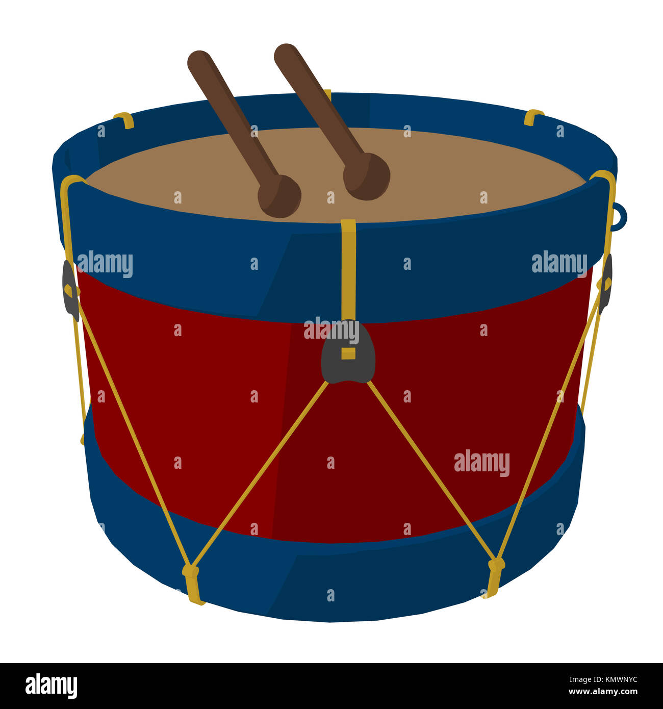 Marching band drums with drumsticks on a white background Stock Photo