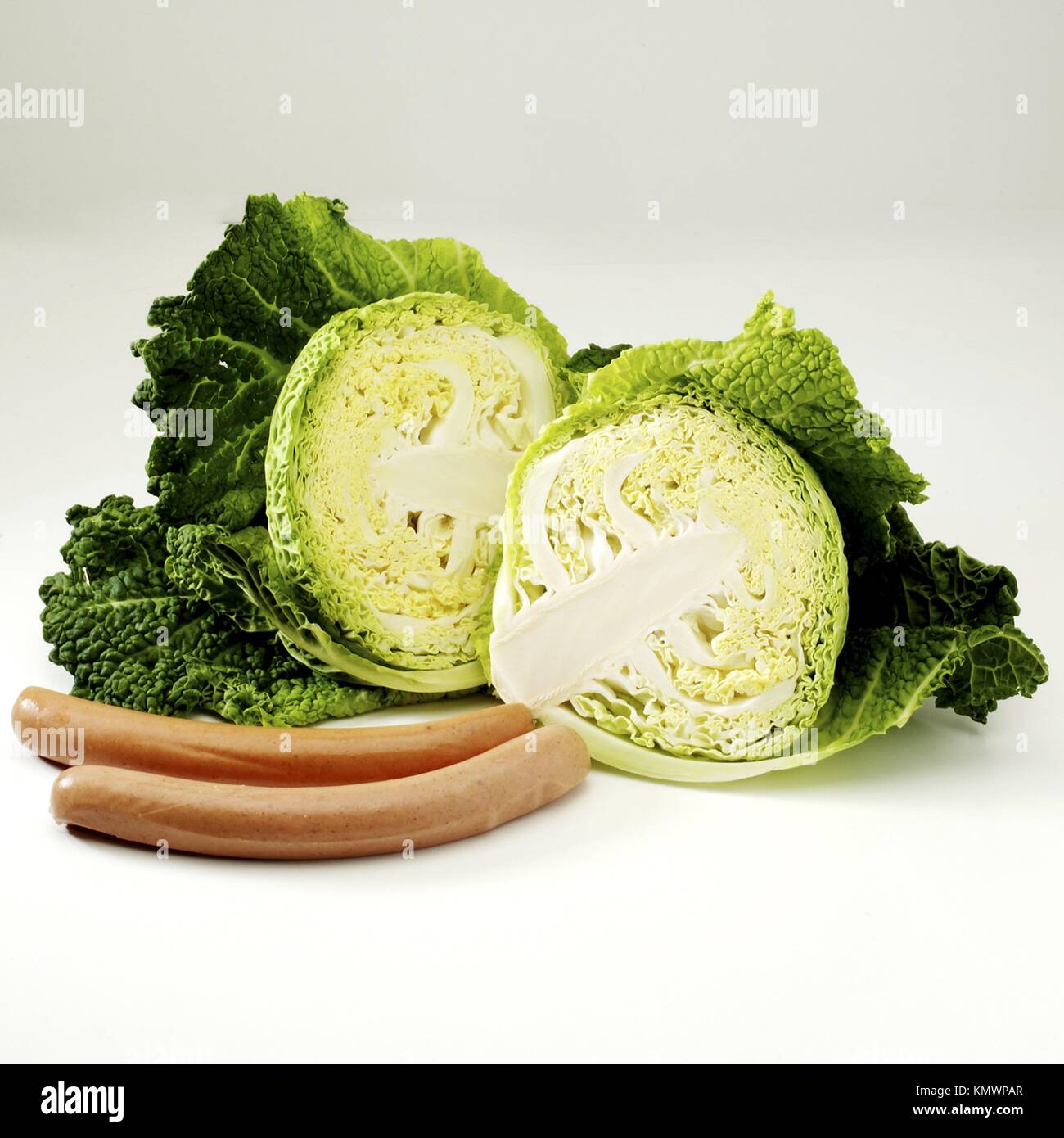 Cabbages and sausages Stock Photo Alamy