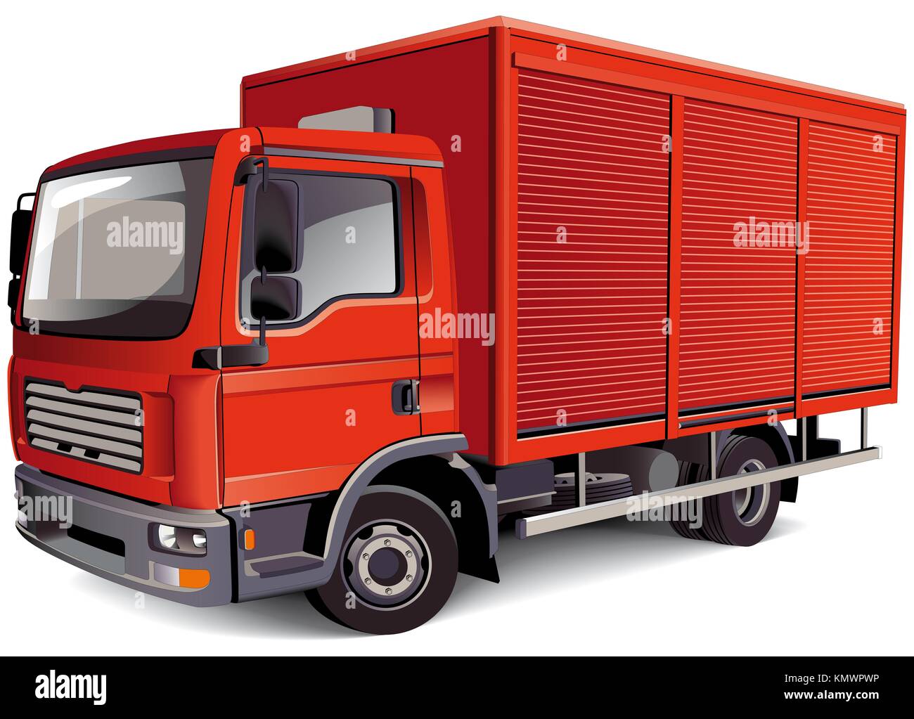 Detailed vectorial image of red van, isolated on white background Contains gradients and blends Stock Photo