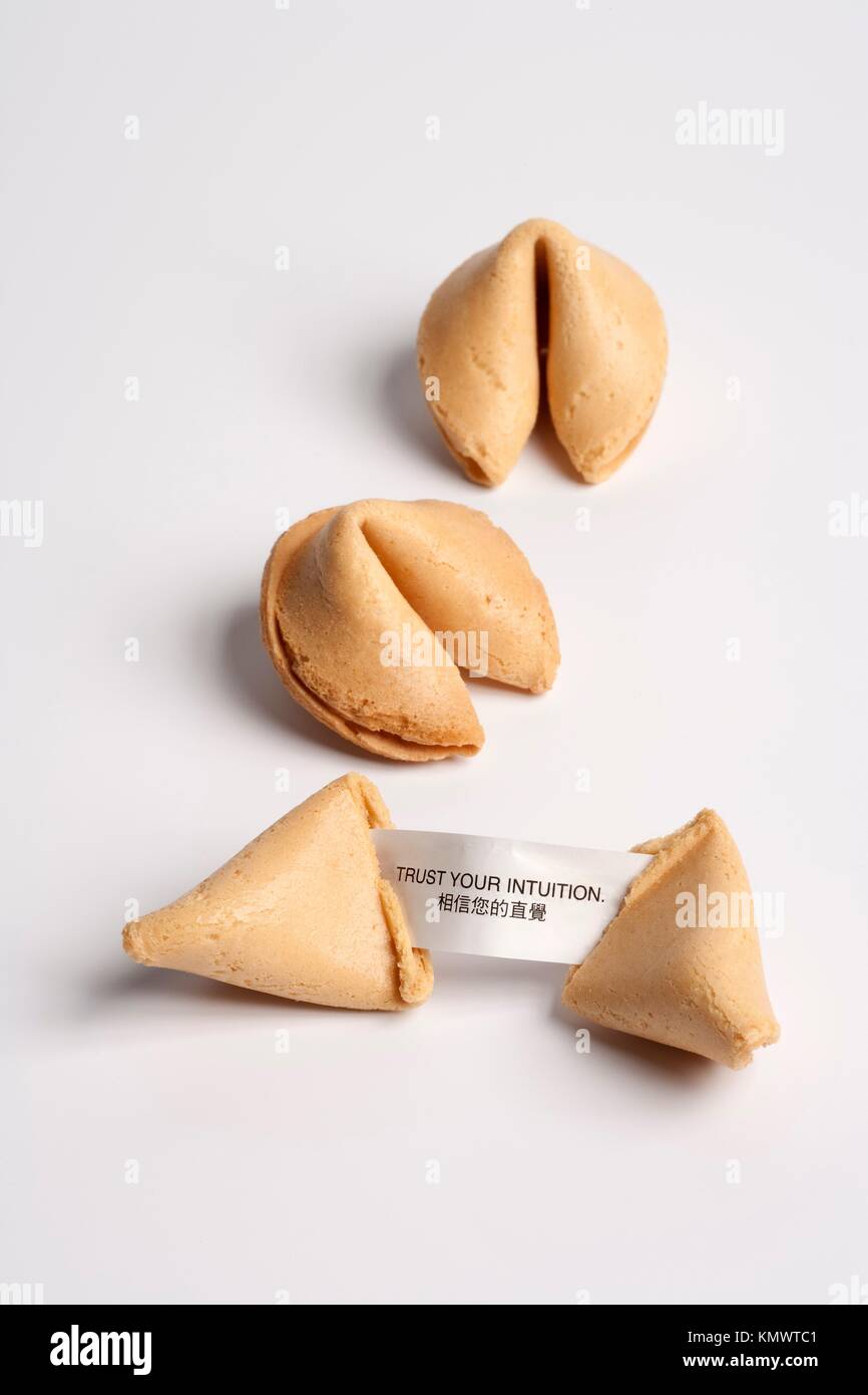 Chinese Fortune Cookies With A Message On White Background Stock Photo