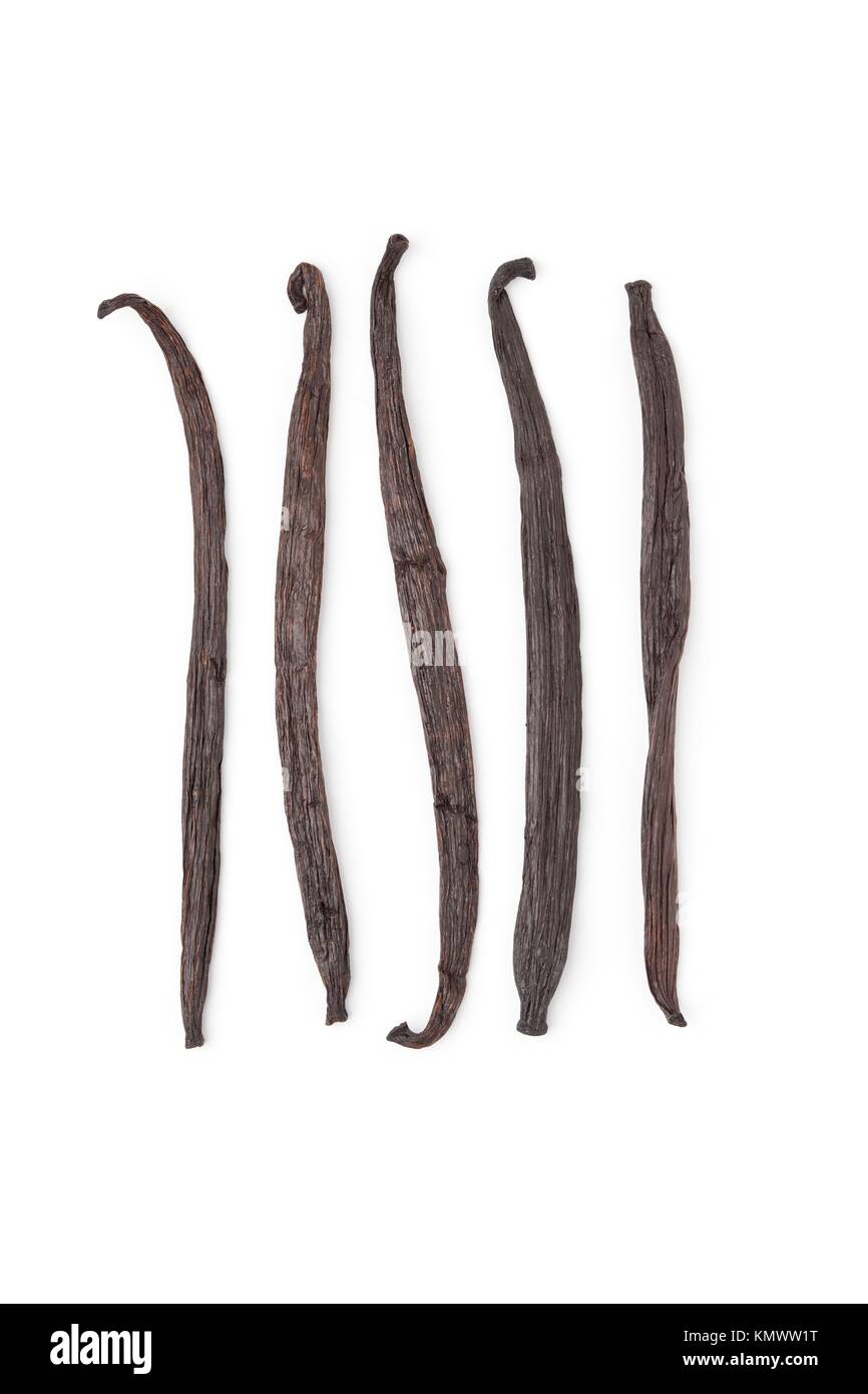 Vanilla beans, Vanilla planifolia on white background Stock Photo Alamy