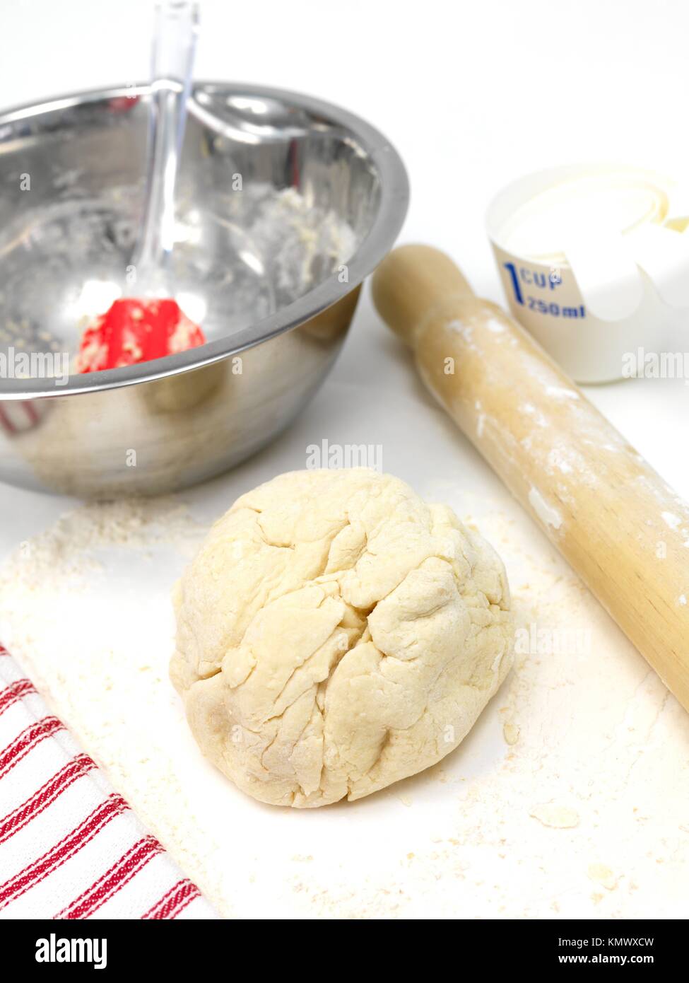 Scone dough bsing prepared on a kitchen bench Stock Photo Alamy