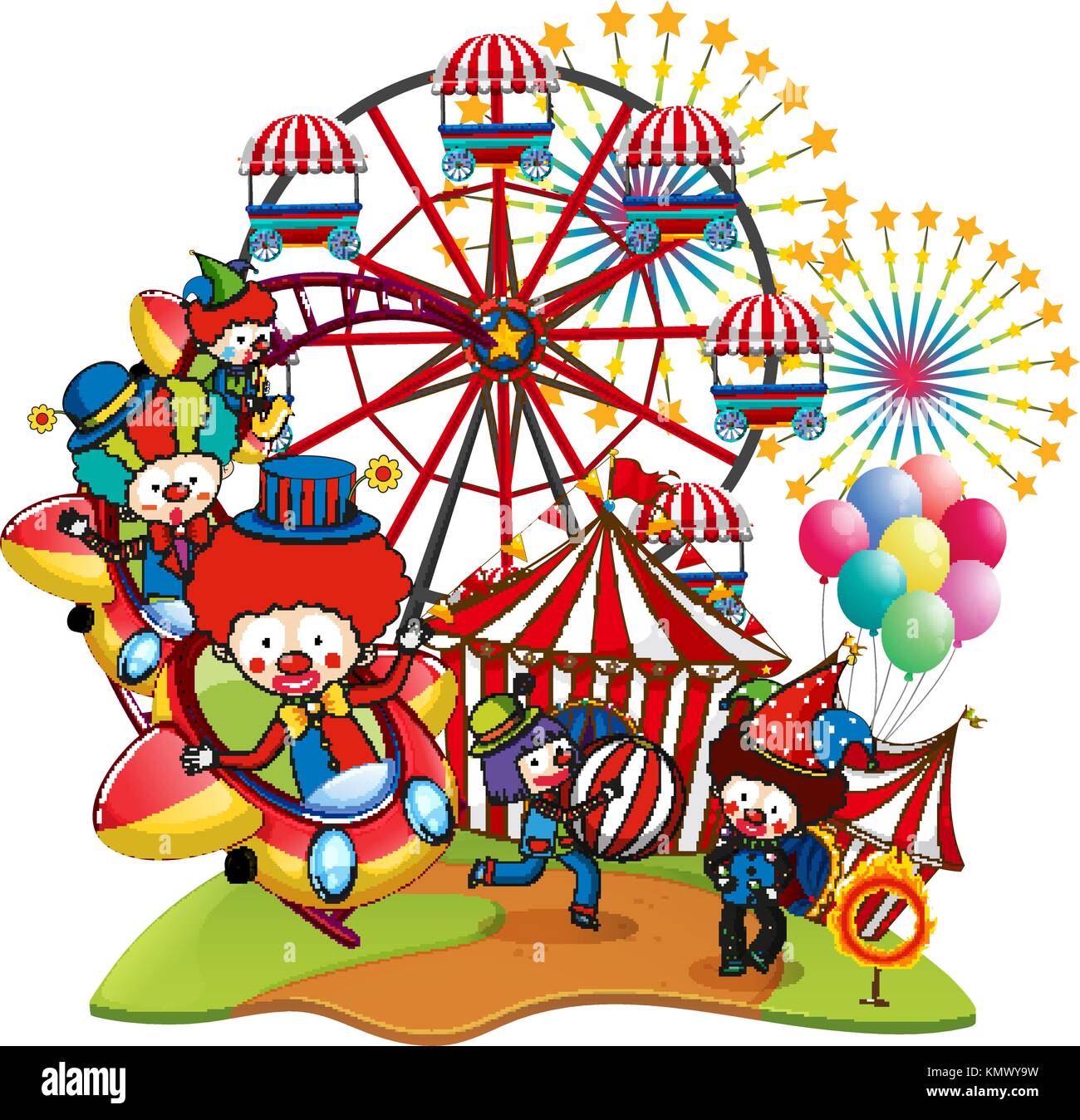 Many clowns in the circus illustration Stock Vector Image & Art - Alamy