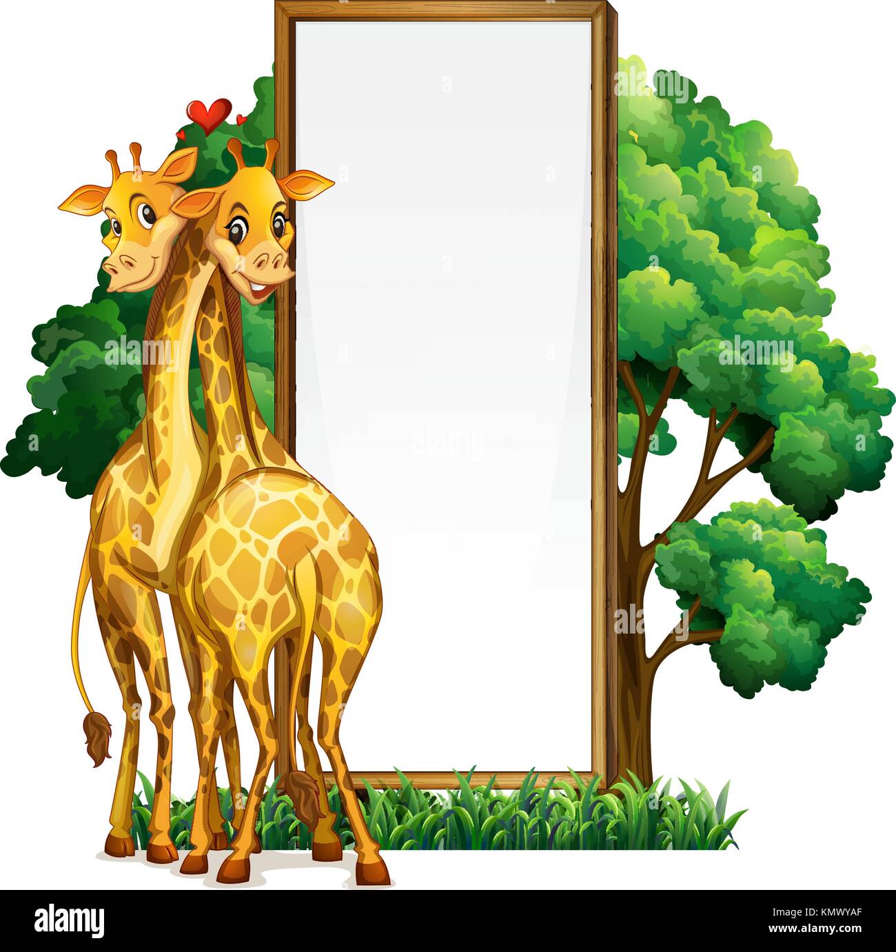 Two giraffes and blank whiteboard illustration Stock Vector Image & Art ...
