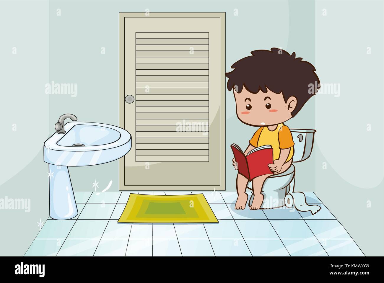 Boy reading in toilet Stock Vector Images Alamy
