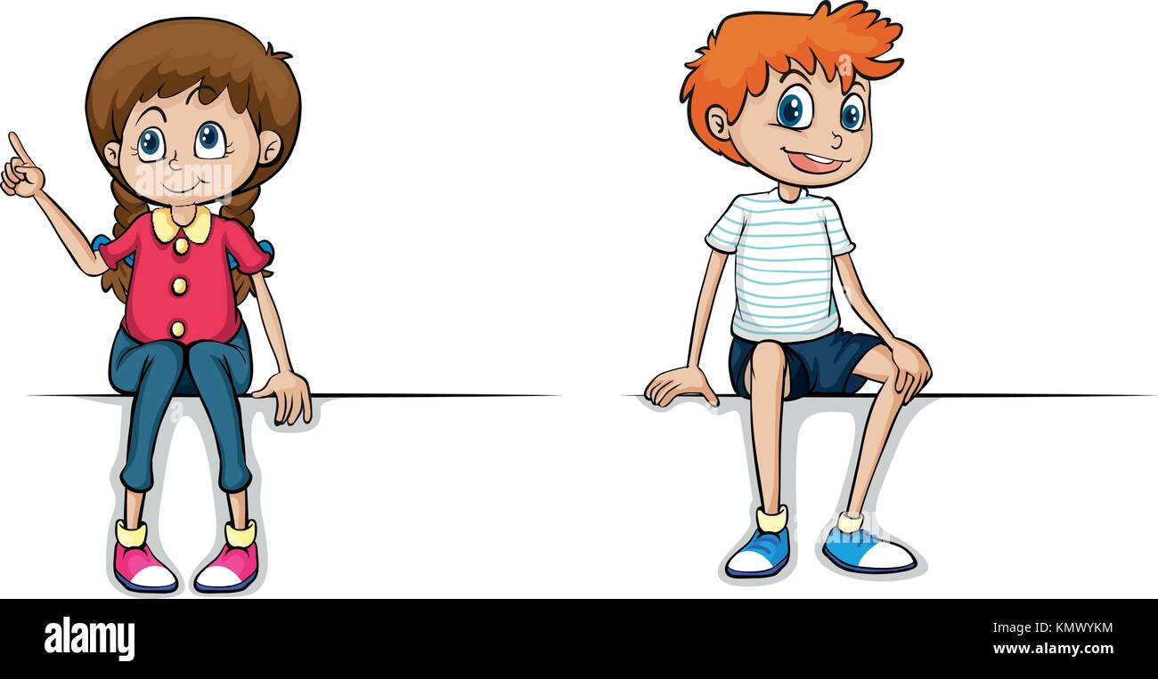 Boy and girl with happy smile illustration Stock Vector Image & Art - Alamy