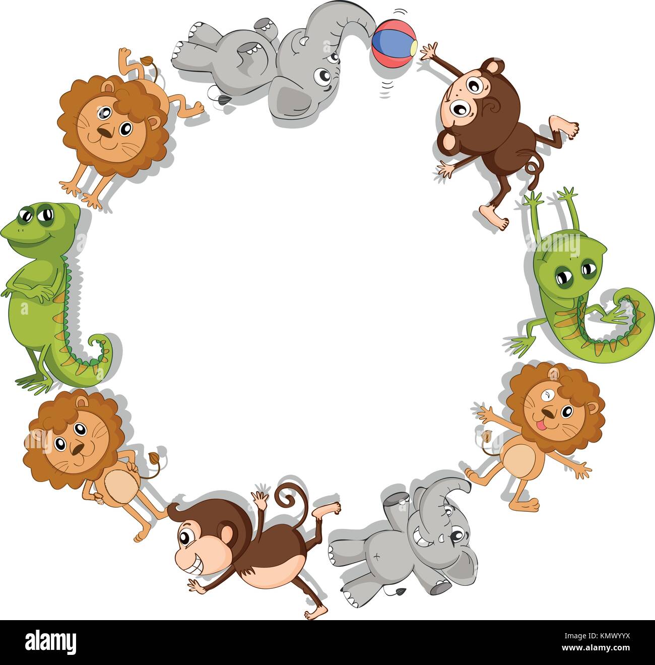 Round border with wild animals illustration Stock Vector Image & Art ...
