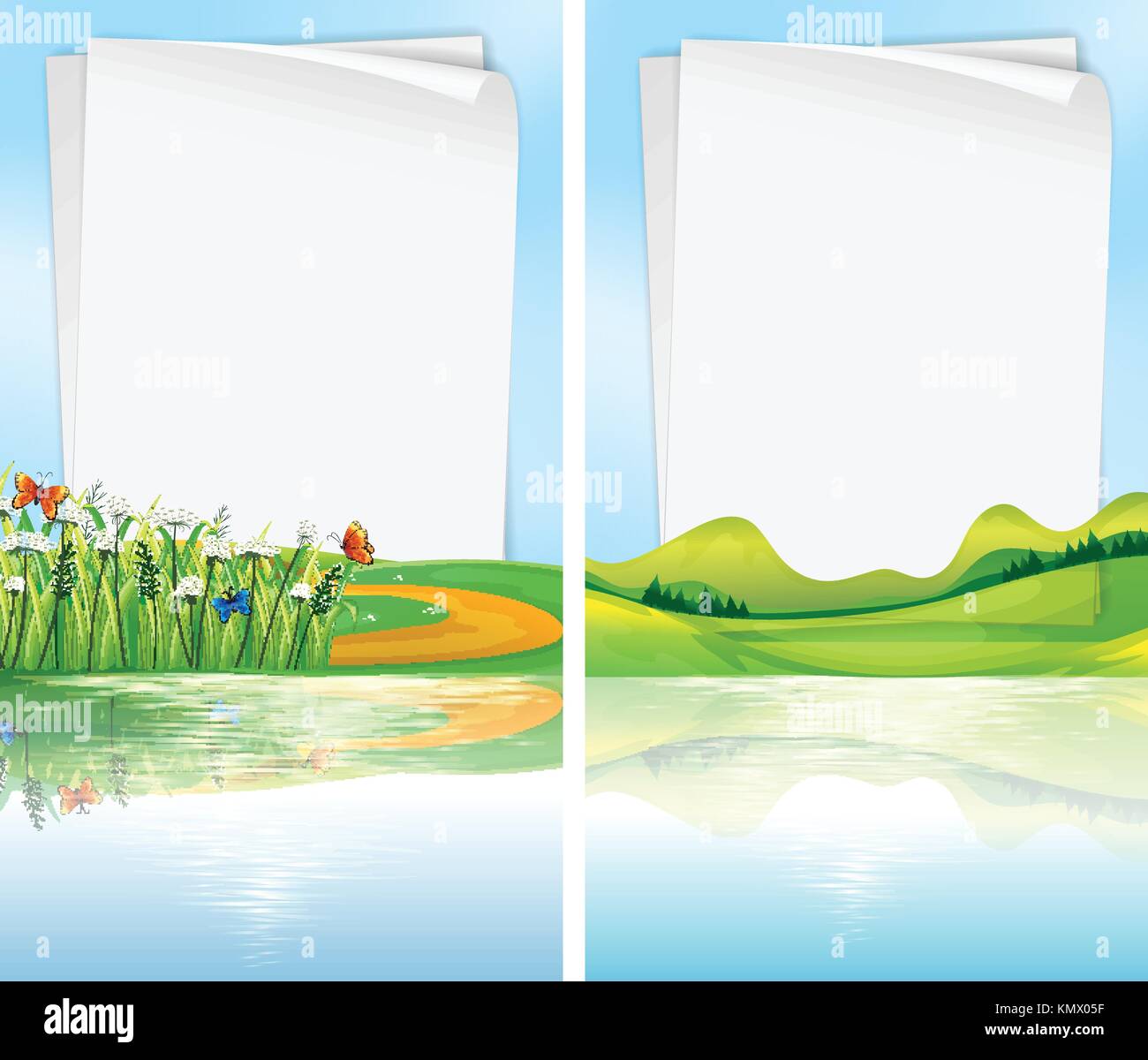 Paper template with park scene in background illustration Stock Vector ...