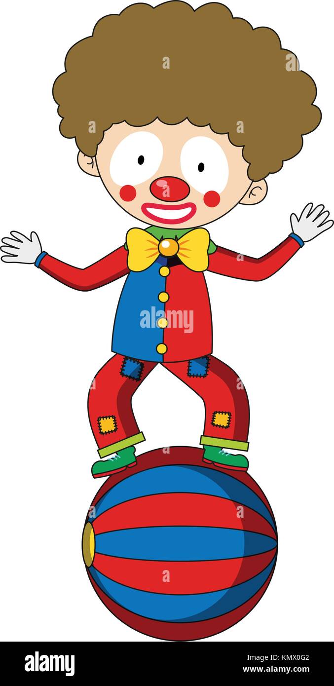 Happy clown balancing on big ball illustration Stock Vector Image & Art ...