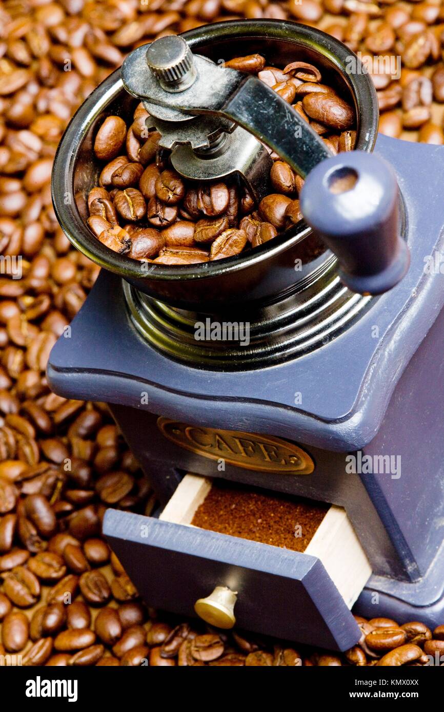 coffee mill with coffee beans Stock Photo Alamy