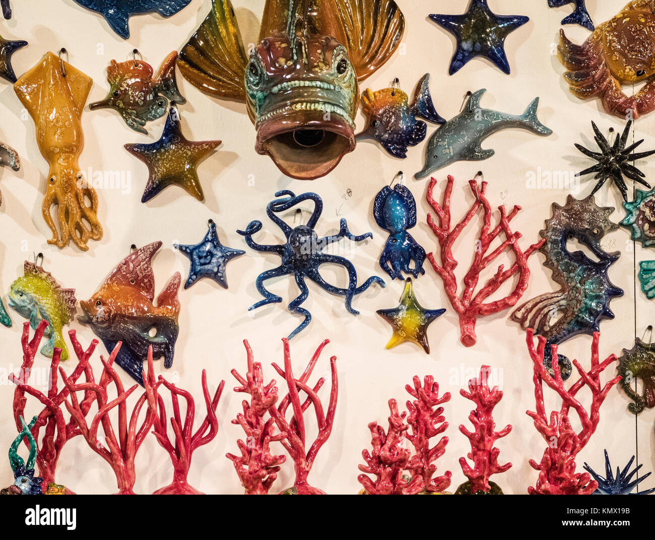 ceramic reproduction of marine animals Stock Photo