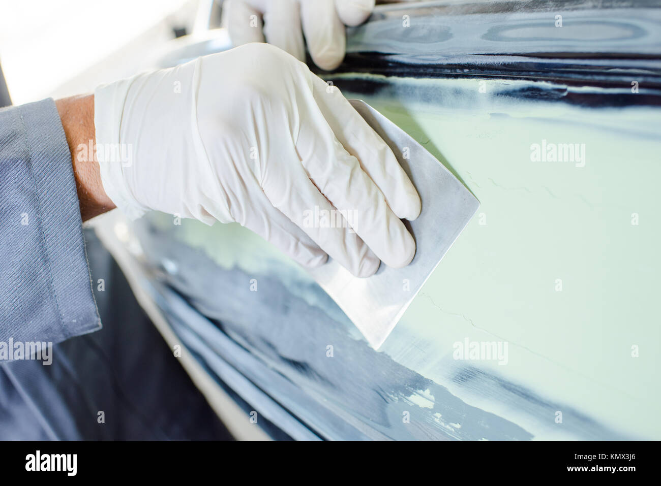 Sanding down a car Stock Photo Alamy
