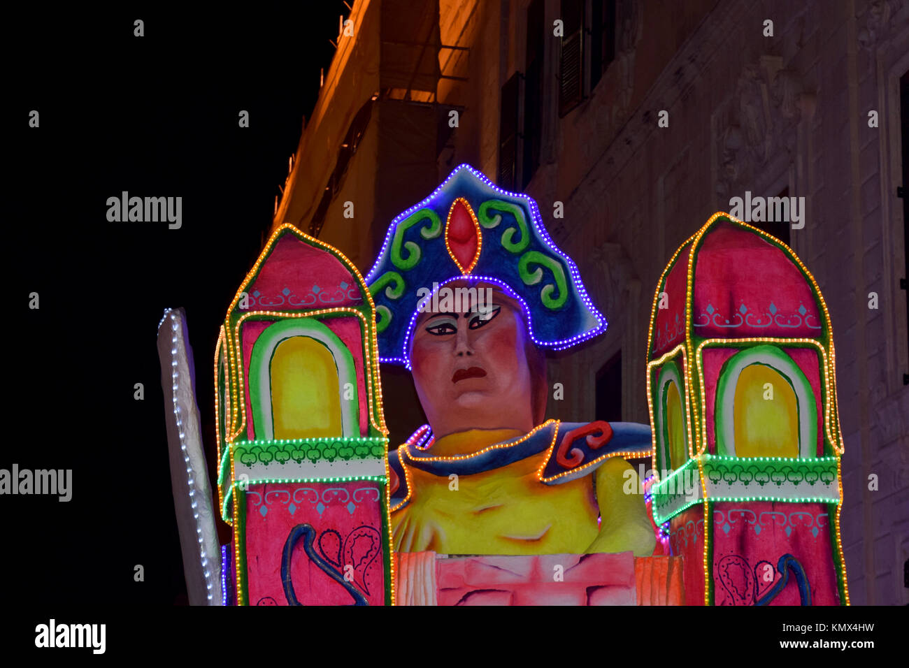 Queen castle illuminated carnival float Stock Photo Alamy