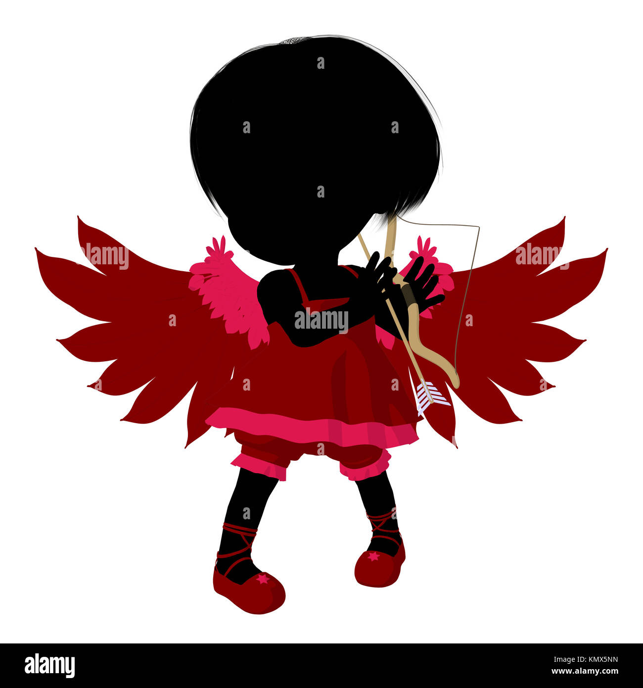Little cupid girl on a white background Stock Photo - Alamy