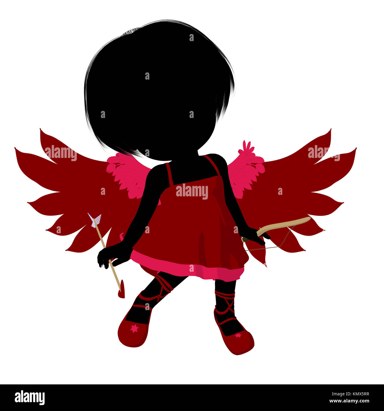 Little cupid girl on a white background Stock Photo - Alamy