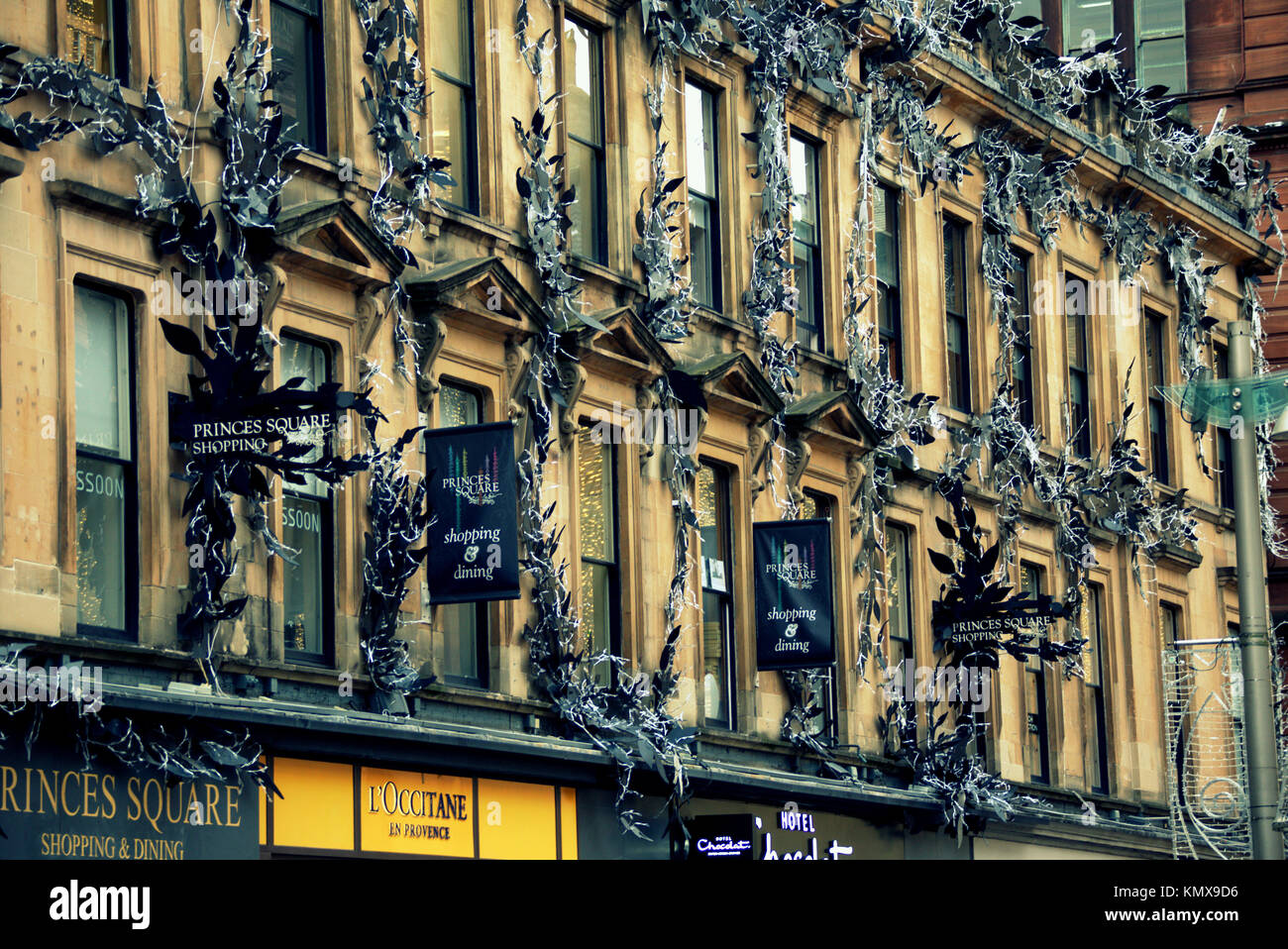 princes square  mall sign building facade Glasgow shopping style mile Buchanan street Stock Photo