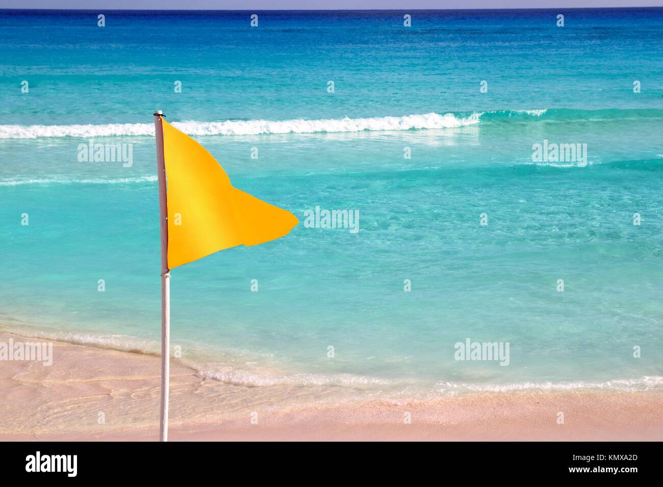 beautiful beach yellow flag weather indication signal Stock Photo Alamy