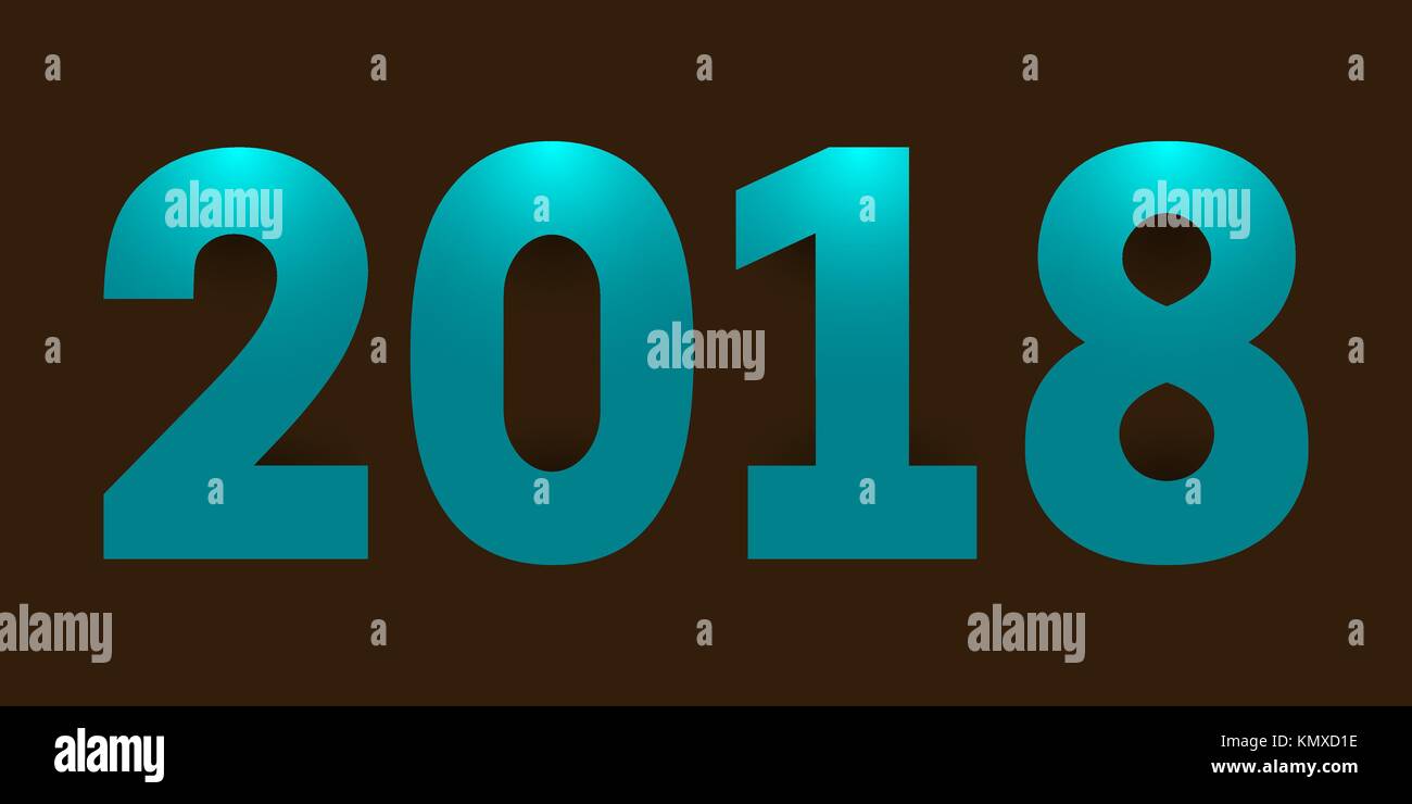 2018 Happy New Year. Turquoise numbers on brown background. Stock Vector