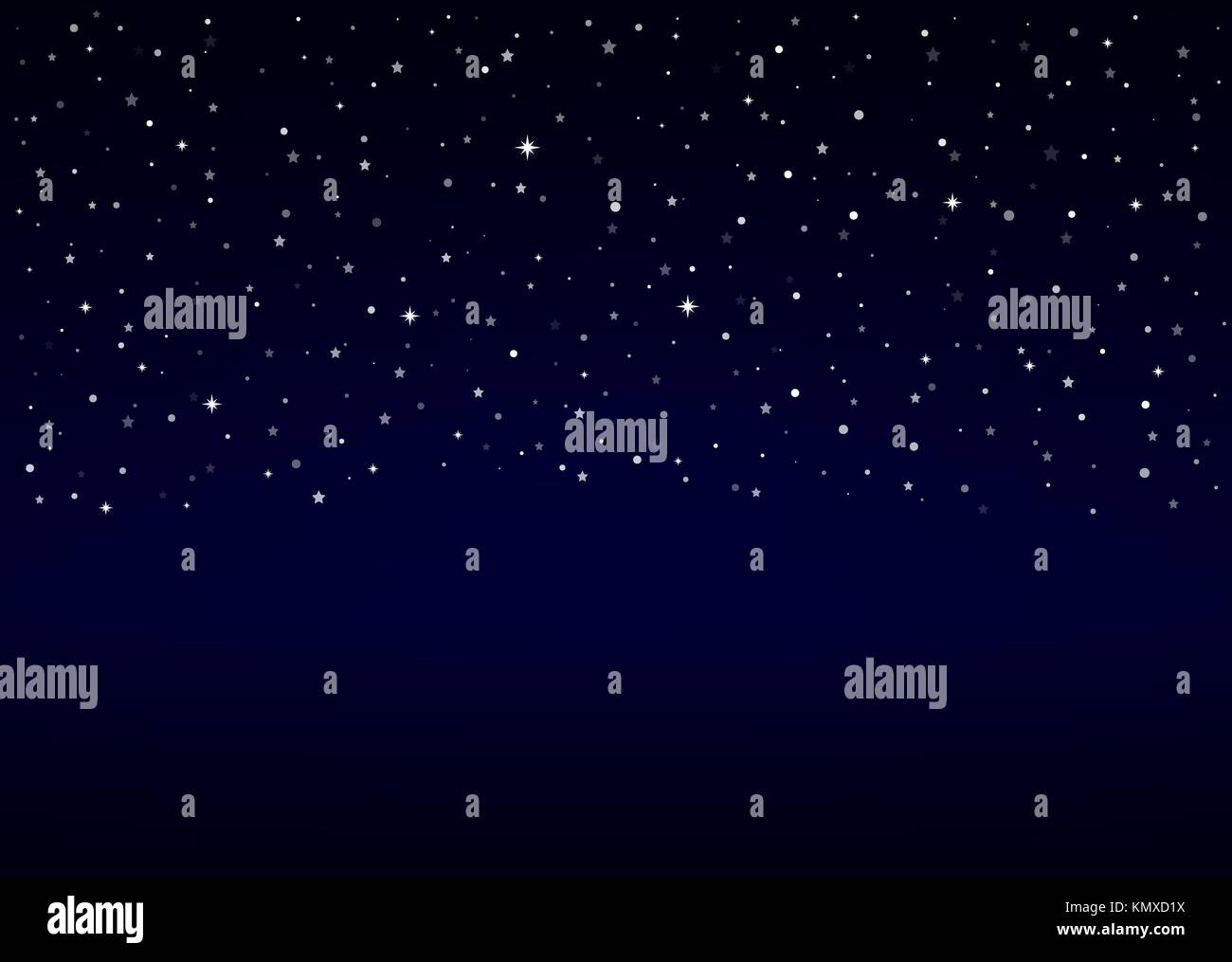 Vector night sky, snow, stars | Christmas winter background with copy space. Stock Vector