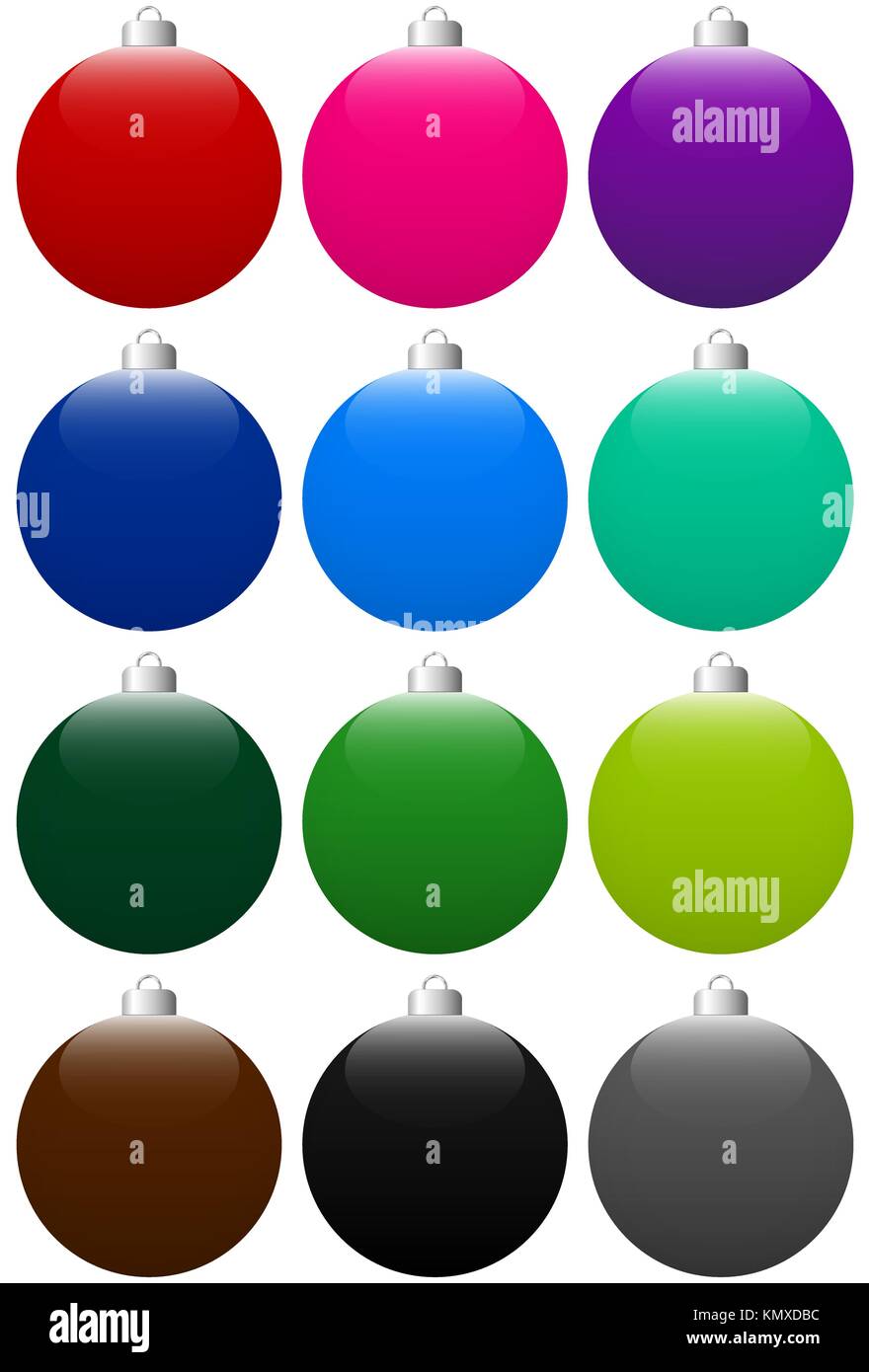 Vector set of glossy Christmas balls isolated on white background Stock ...