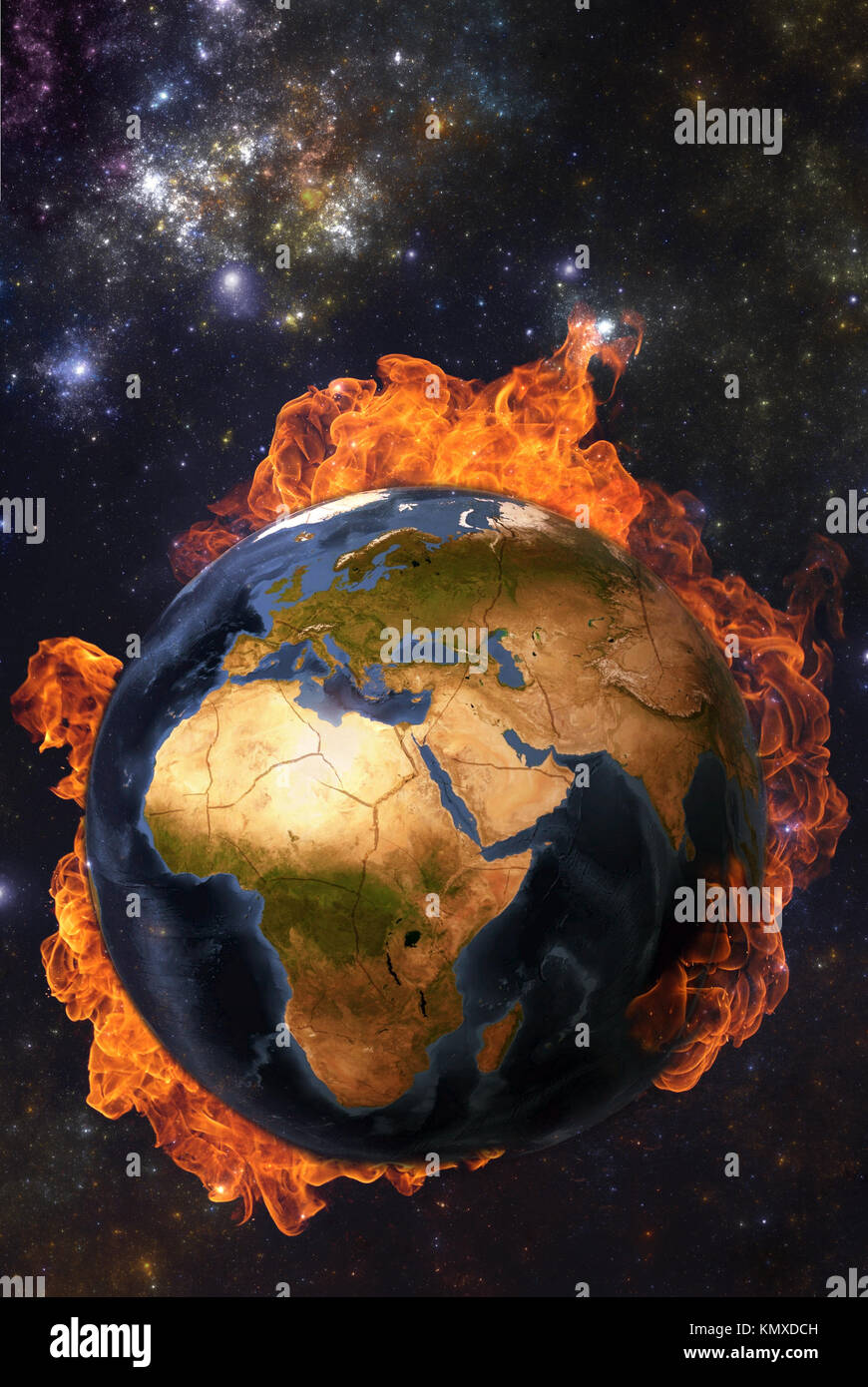 Planet Earth in flames, Global warming concept.Elements of this image furnished by NASA Stock Photo