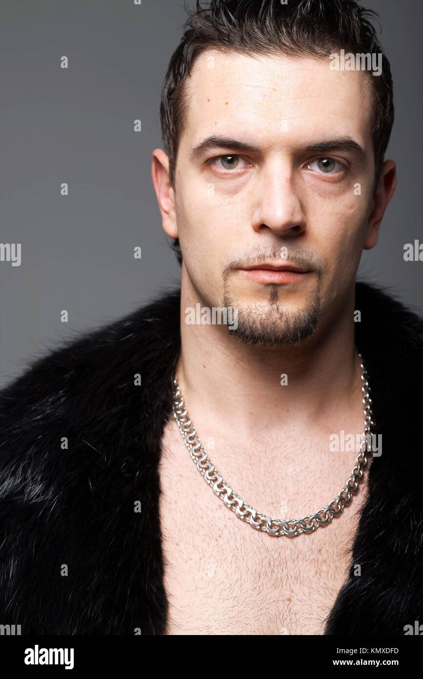 Closeup Portrait Of A Handsome Man In Leather Jacket Stock Photo Alamy