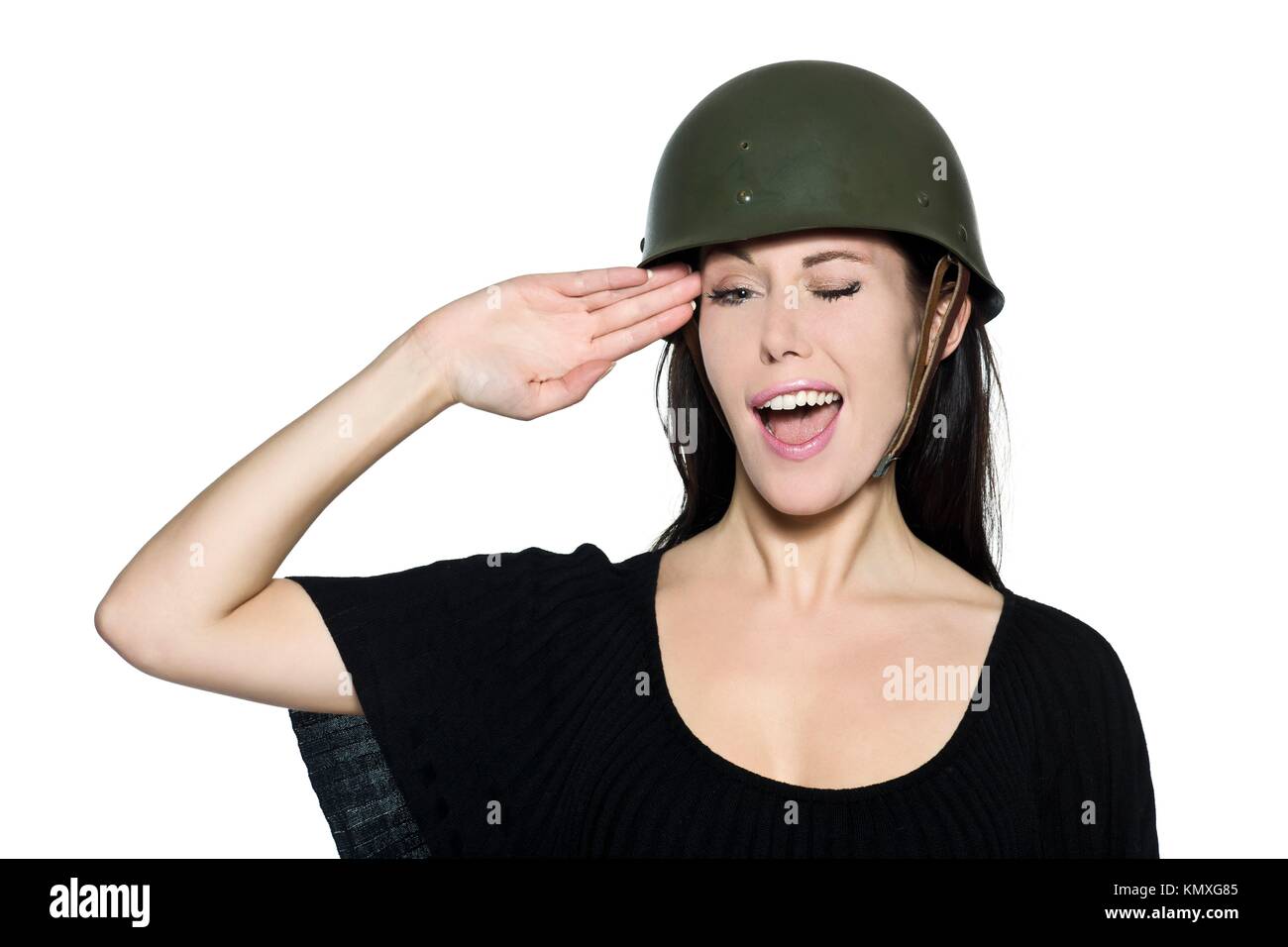 Beautiful woman helmet army soldier hi-res stock photography and images ...