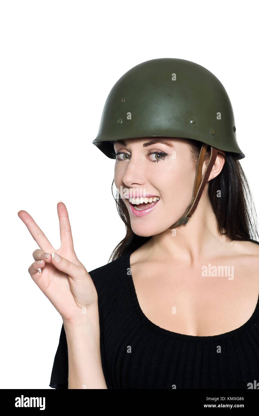 Beautiful woman helmet army soldier hi-res stock photography and images ...